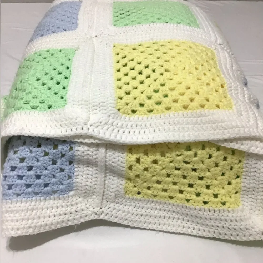 Hand Crafted Crochet Granny Squares Style Quilt